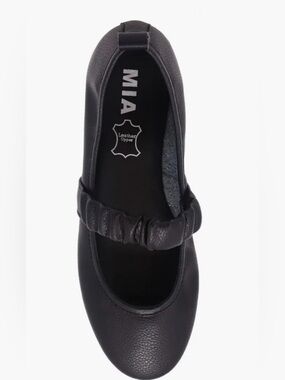 MIA Black Leather Uliana Mary Jane Flat with Elastic Strap US 7M